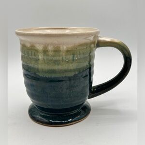 Blue Drip Glaze Pottery Mug by Country Road Blue Green Gray 14 oz